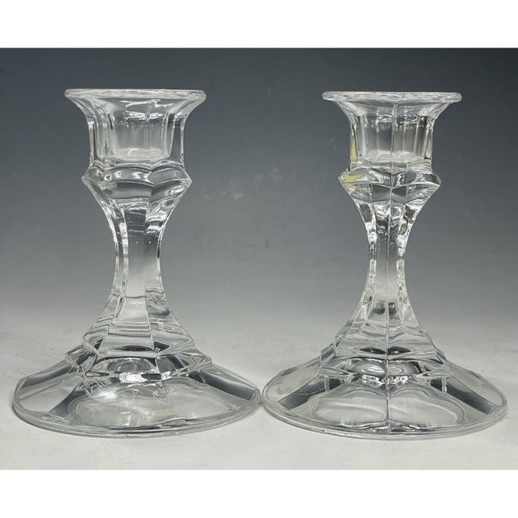 Vintage Pair of USA Leaded Crystal Candlestick Holders Candle Sticks American - Picture 4 of 8